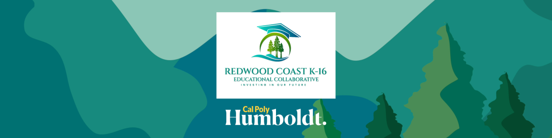 banner with redwood coast k16 logo and cal poly humboldt logo